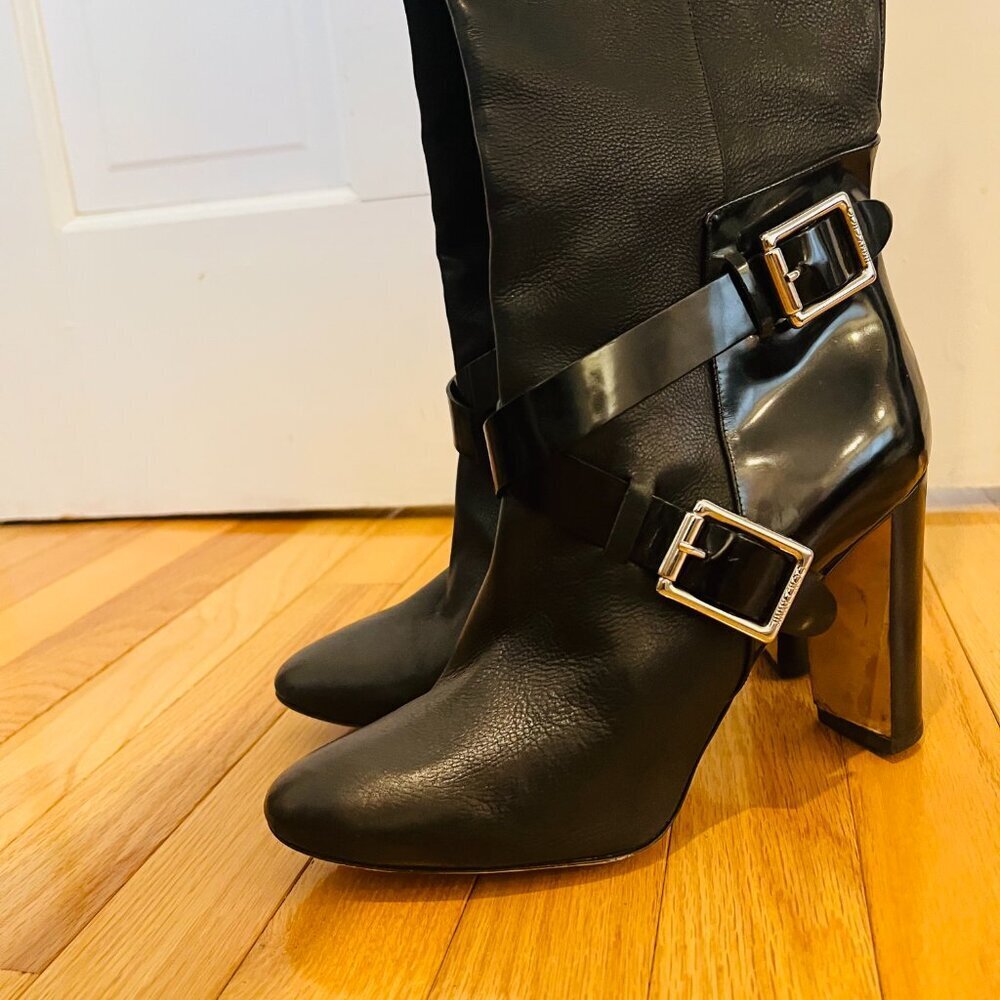Jimmy Choo Doma Over-The-Knee Boots in Black Leather Size 41 Made In Italy - Picture 4 of 16